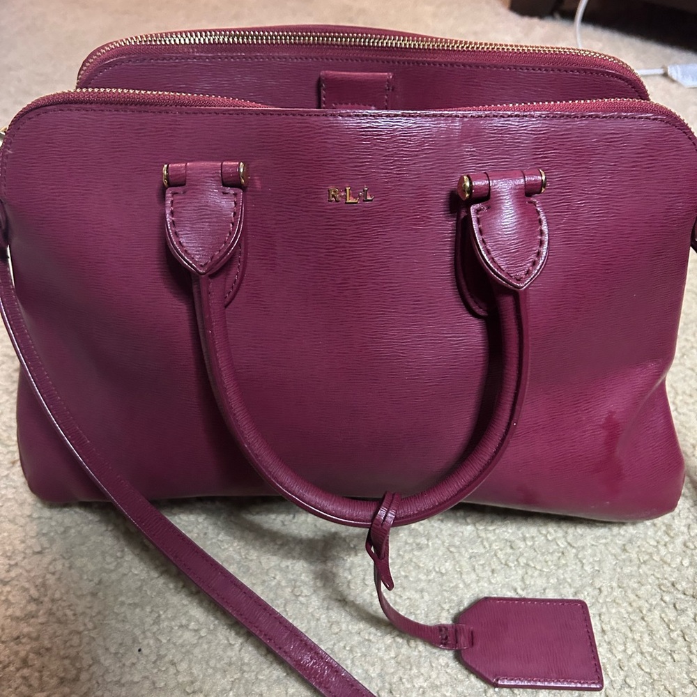 Ralph Lauren Burgundy Leather Satchel - Picture 4 of 12